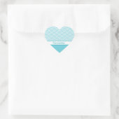 Preppy Aqua Blue en White Chevrons met naam Hart Sticker (Tas)