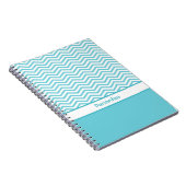 Preppy Aqua Blue en White Chevrons met naam Notitieboek (Rechterzijde)