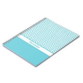 Preppy Aqua Blue en White Chevrons met naam Notitieboek (Linkerzijde)