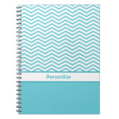 Preppy Aqua Blue en White Chevrons met naam Notitieboek (Voorkant)
