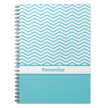 Preppy Aqua Blue en White Chevrons met naam