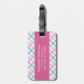 Preppy Aqua en Roze Patroon Bagagelabel (Achterkant verticaal)