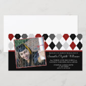 Preppy Argyle aangepaste afstudeeraankondiging :: (Voorkant / Achterkant)