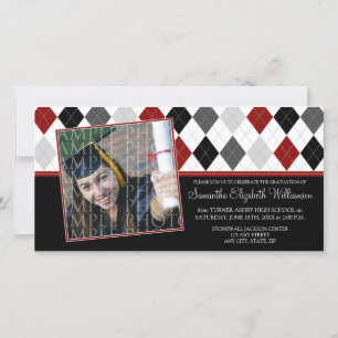 Preppy Argyle aangepaste afstudeeraankondiging ::