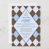 Preppy Argyle Alligator Boy Baby shower Uitnodigin Kaart (Voorkant)