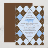 Preppy Argyle Alligator Boy Baby shower Uitnodigin Kaart (Voorkant / Achterkant)