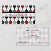 Preppy Argyle Diamond Pattern Visitekaartje: Rood Visitekaartje (Voorkant / Achterkant)