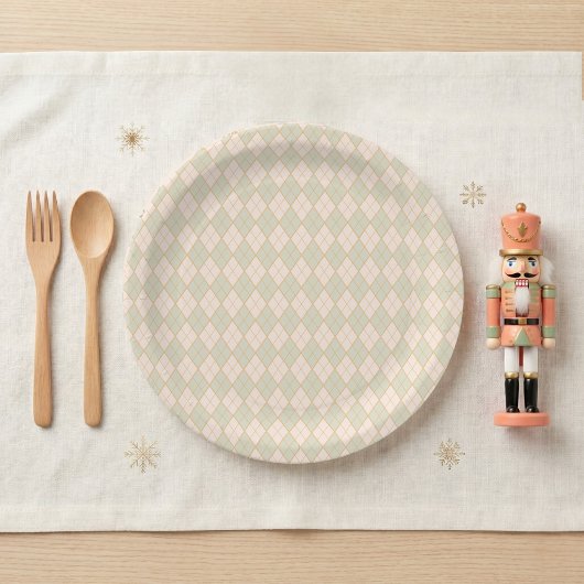 Preppy Argyle Kerstfeest Papieren Bordje