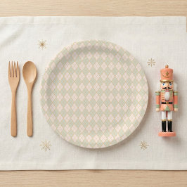 Preppy Argyle Kerstvakantie Feest Papieren Bordje