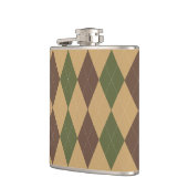 Preppy Argyle Khaki Legergroen Bruin Persoonlijk Heupfles (Links)