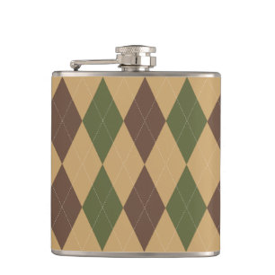 Preppy Argyle Khaki Legergroen Bruin Persoonlijk Heupfles