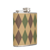 Preppy Argyle Khaki Legergroen Bruin Persoonlijk Heupfles (Rechts)