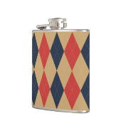 Preppy Argyle Khaki Marine Rood Persoonlijk Heupfles (Links)