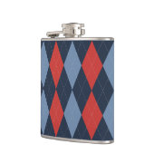 Preppy Argyle Marine Rood Rook Blauw Persoonlijk Heupfles (Links)