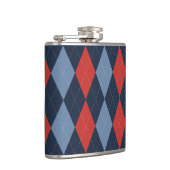 Preppy Argyle Marine Rood Rook Blauw Persoonlijk Heupfles (Rechts)