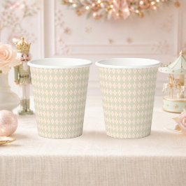 Preppy Argyle Mint Perzik Kerst Winterfeest Papieren Bekers