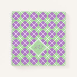 Preppy Argyle Monogram Paarse Munt Notitieboek