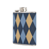 Preppy Argyle Navy Khaki Rookblauw Persoonlijk Heupfles (Links)