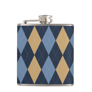 Preppy Argyle Navy Khaki Rookblauw Persoonlijk Heupfles