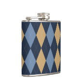 Preppy Argyle Navy Khaki Rookblauw Persoonlijk Heupfles (Rechts)