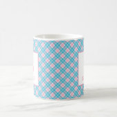 Preppy Argyle Roze Blauw Aangepaste Naam Koffiemok (Center)