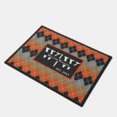 Preppy Argyle Sinaasappel Grey Argyle Gepersonalis Deurmat (Schuin)