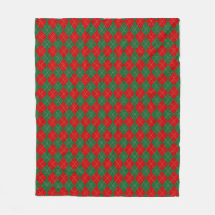 Preppy Argyle Tartan Diamond Plaid Red Green Fleece Deken