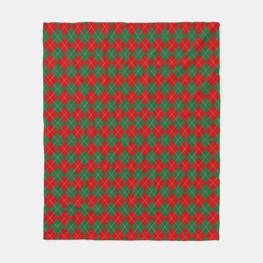 Preppy Argyle Tartan Diamond Plaid Red Green Fleece Deken (Voorkant)