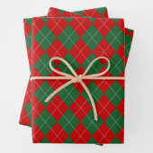 Preppy Argyle Tartan Diamond Plaid Red Green Inpakpapier Vel (In situ)