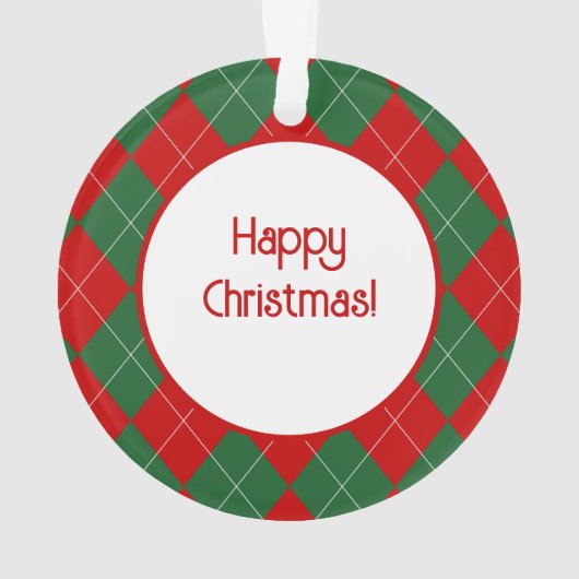 Preppy Argyle Tartan Diamond Plaid Red Green Ornament (achterkant)