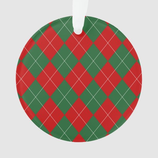 Preppy Argyle Tartan Diamond Plaid Red Green Ornament (voorkant)