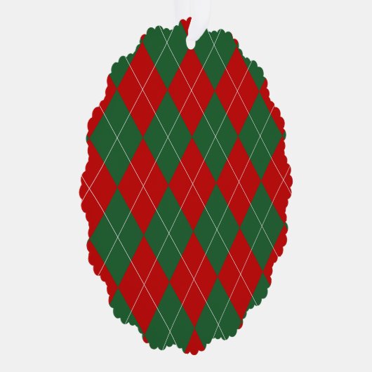 Preppy Argyle Tartan Diamond Plaid Red Green Ornament Kaart (Rechts)