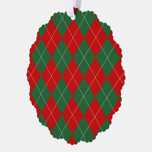 Preppy Argyle Tartan Diamond Plaid Red Green Ornament Kaart (Links)