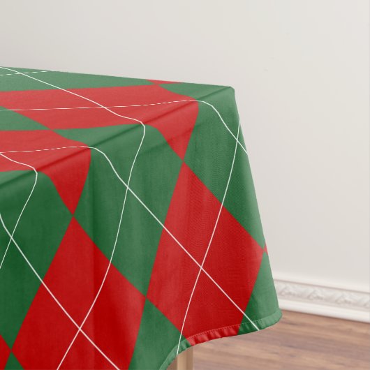 Preppy Argyle Tartan Diamond Plaid Red Green Tafelkleed (Voorbeeld)