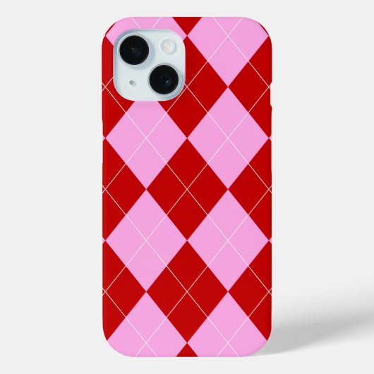 Preppy Argyle Tartan Diamond Plaid Rood Roze Case-Mate iPhone Case (Achterkant)