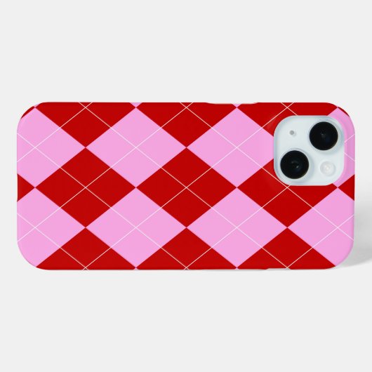 Preppy Argyle Tartan Diamond Plaid Rood Roze Case-Mate iPhone Case (Achterkant (horizontaal))