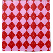 Preppy Argyle Tartan Diamond Plaid Rood Roze Douchegordijn (Voorkant)