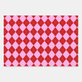 Preppy Argyle Tartan Diamond Plaid Rood Roze Inpakpapier Vel (Voorkant 3)