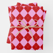 Preppy Argyle Tartan Diamond Plaid Rood Roze Inpakpapier Vel (In situ)