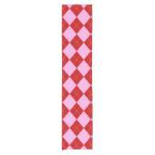 Preppy Argyle Tartan Diamond Plaid Rood Roze Korte Tafelloper (Voorkant)