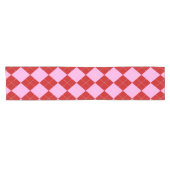 Preppy Argyle Tartan Diamond Plaid Rood Roze Korte Tafelloper (Horizontaal)