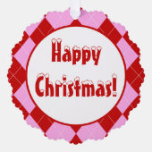 Preppy Argyle Tartan Diamond Plaid Rood Roze Ornament Kaart (Voorkant)