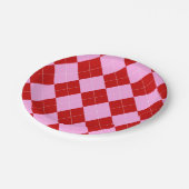 Preppy Argyle Tartan Diamond Plaid Rood Roze Papieren Bordje (Gekanteld)
