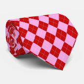 Preppy Argyle Tartan Diamond Plaid Rood Roze Stropdas (Opgerold)