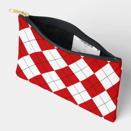 Preppy Argyle Tartan Diamond Plaid Rood Wit Etui (Open)