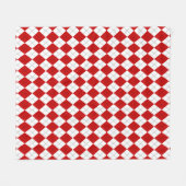 Preppy Argyle Tartan Diamond Plaid Rood Wit Fleece Deken (Voorkant (Horizontaal))