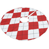 Preppy Argyle Tartan Diamond Plaid Rood Wit Kerstboom Rok (Gekanteld)