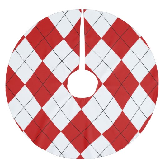 Preppy Argyle Tartan Diamond Plaid Rood Wit Kerstboom Rok (Voorkant)
