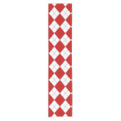 Preppy Argyle Tartan Diamond Plaid Rood Wit Korte Tafelloper (Voorkant)