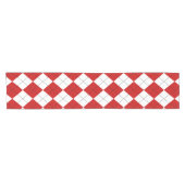 Preppy Argyle Tartan Diamond Plaid Rood Wit Korte Tafelloper (Horizontaal)